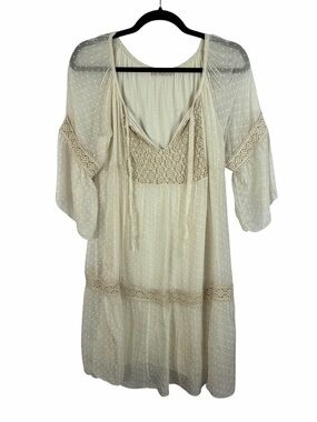 Bellambra Cream Boho Lace Silk Blend Tunic Dress Women’s Small Made in Italy